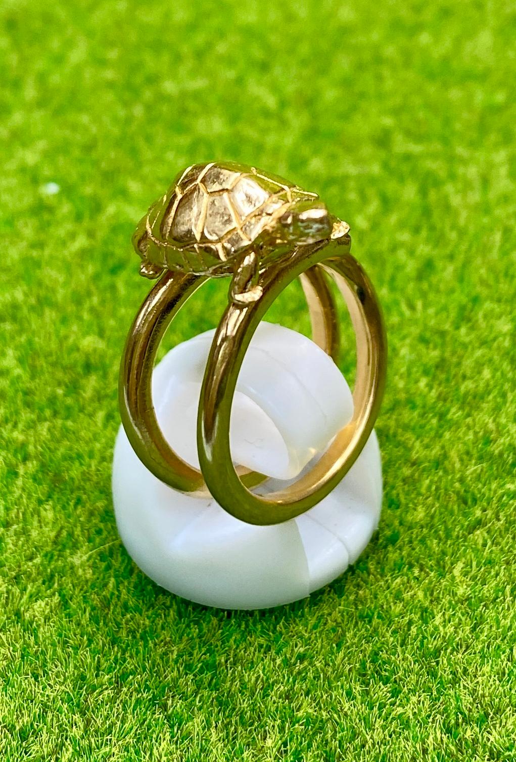 コイルリングの上にイシガメ  k18メッキ仕様 | 2枚目